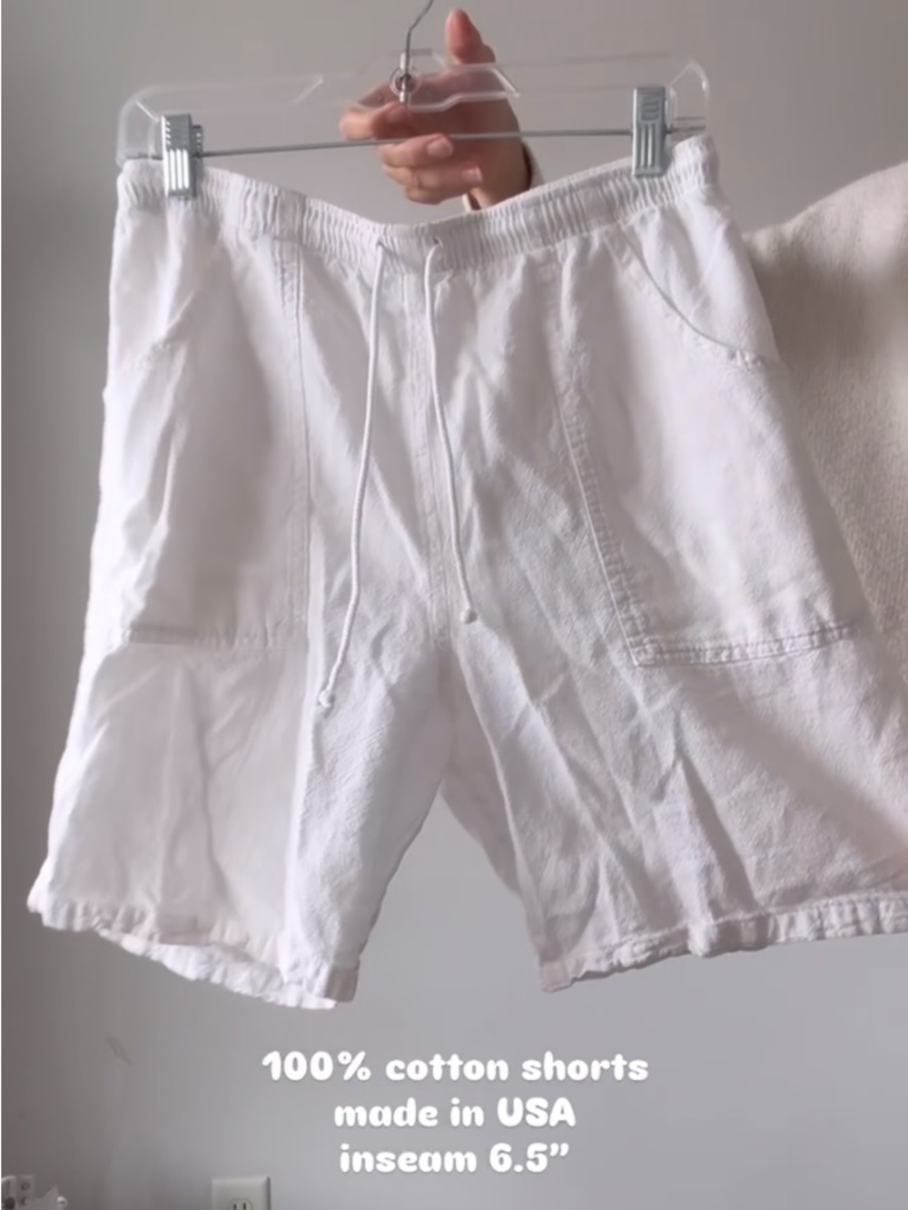 White Cotton Drawstring Shorts